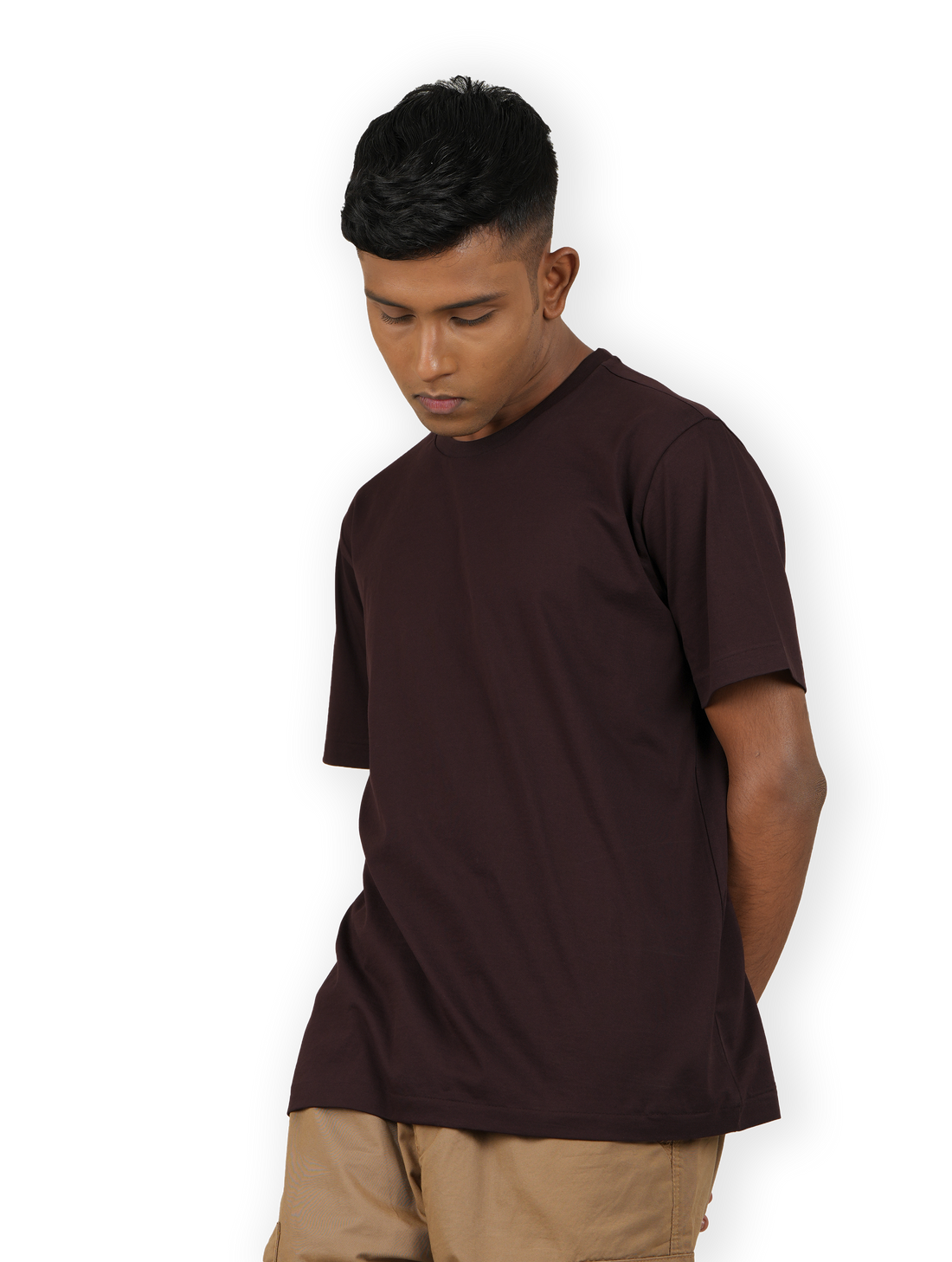 Coffee Brown Crew Neck 100% Supima T-Shirt with Invisible Stitching