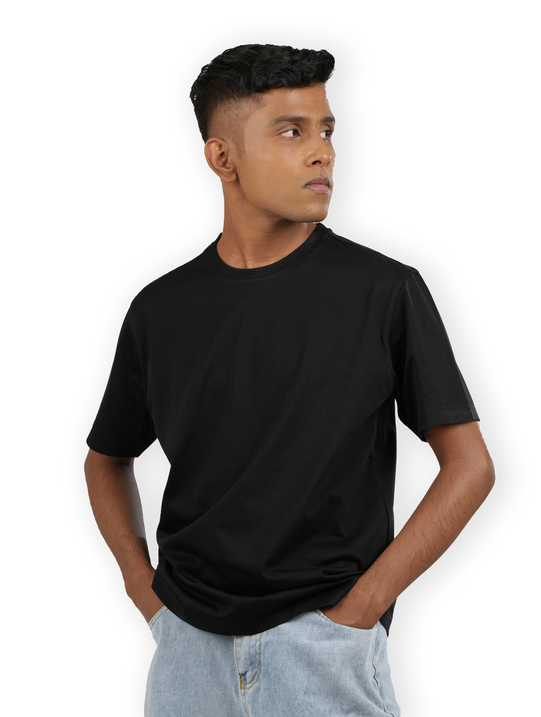 Classy Black Crew Neck 100% Supima T-Shirt with Invisible Stitching