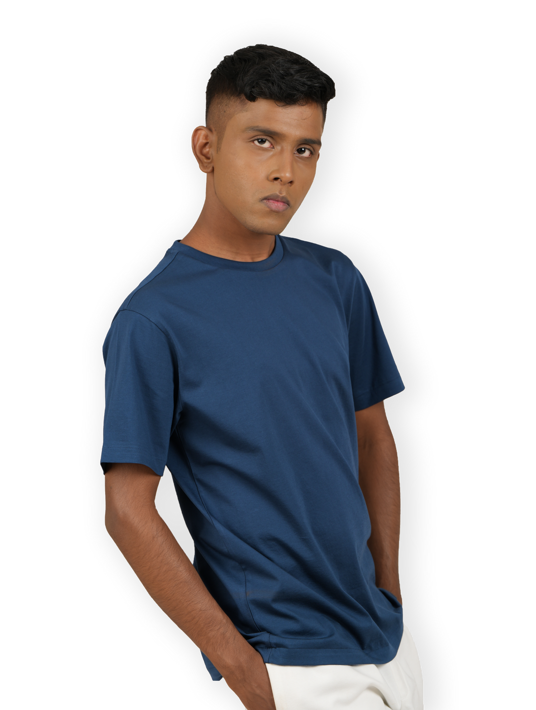 Midnight Navy Crew Neck 100% Supima T-Shirt with Invisible Stitching