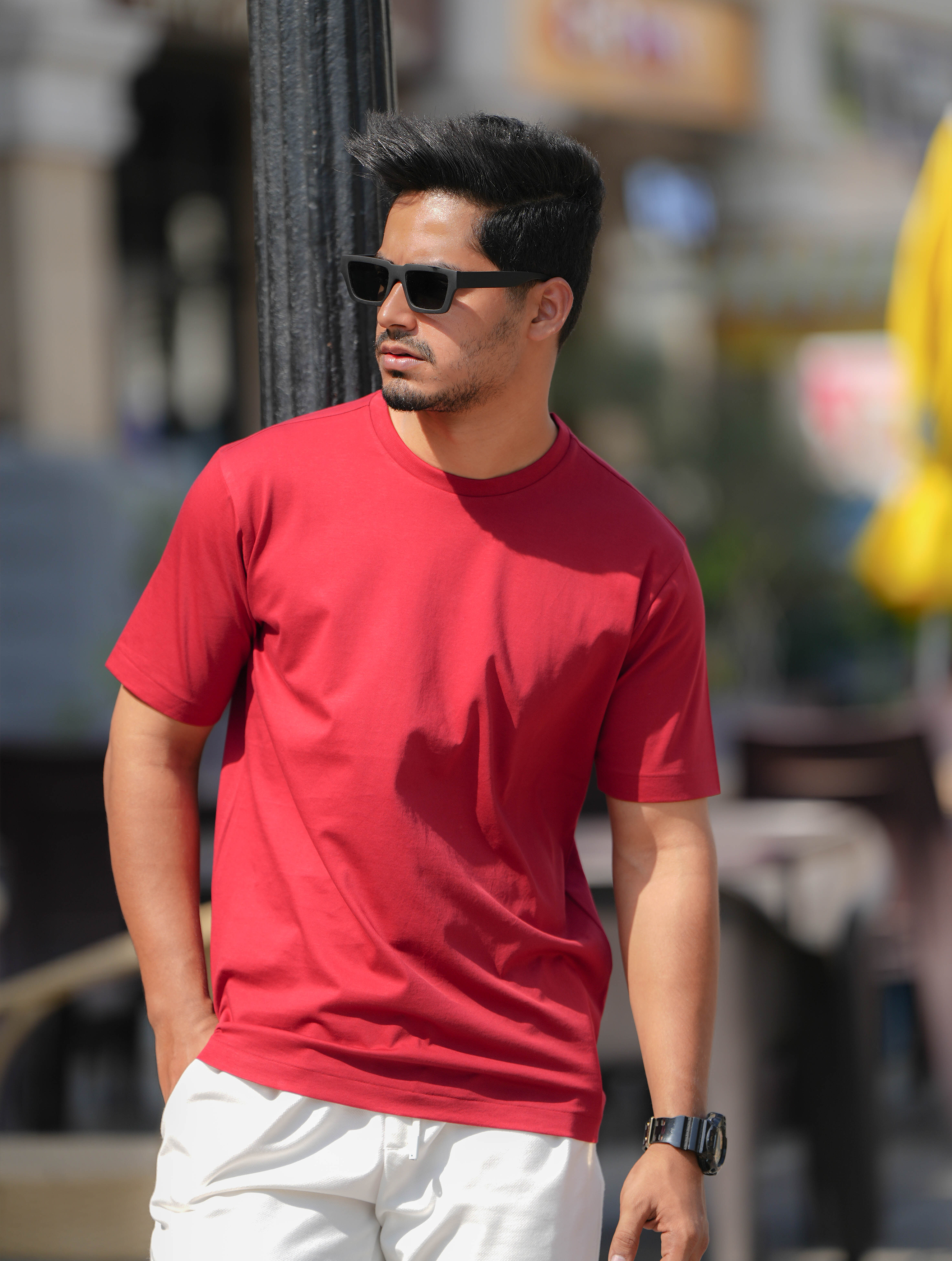 Maroon Crew Neck 100% Supima T-Shirt with Invisible Stitching